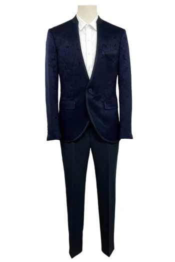 Traje de novio con brocado azul marino modelo Luis