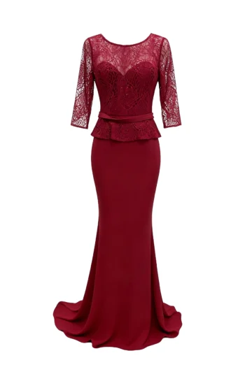 Vestido largo con manga color fucsia modelo Elena