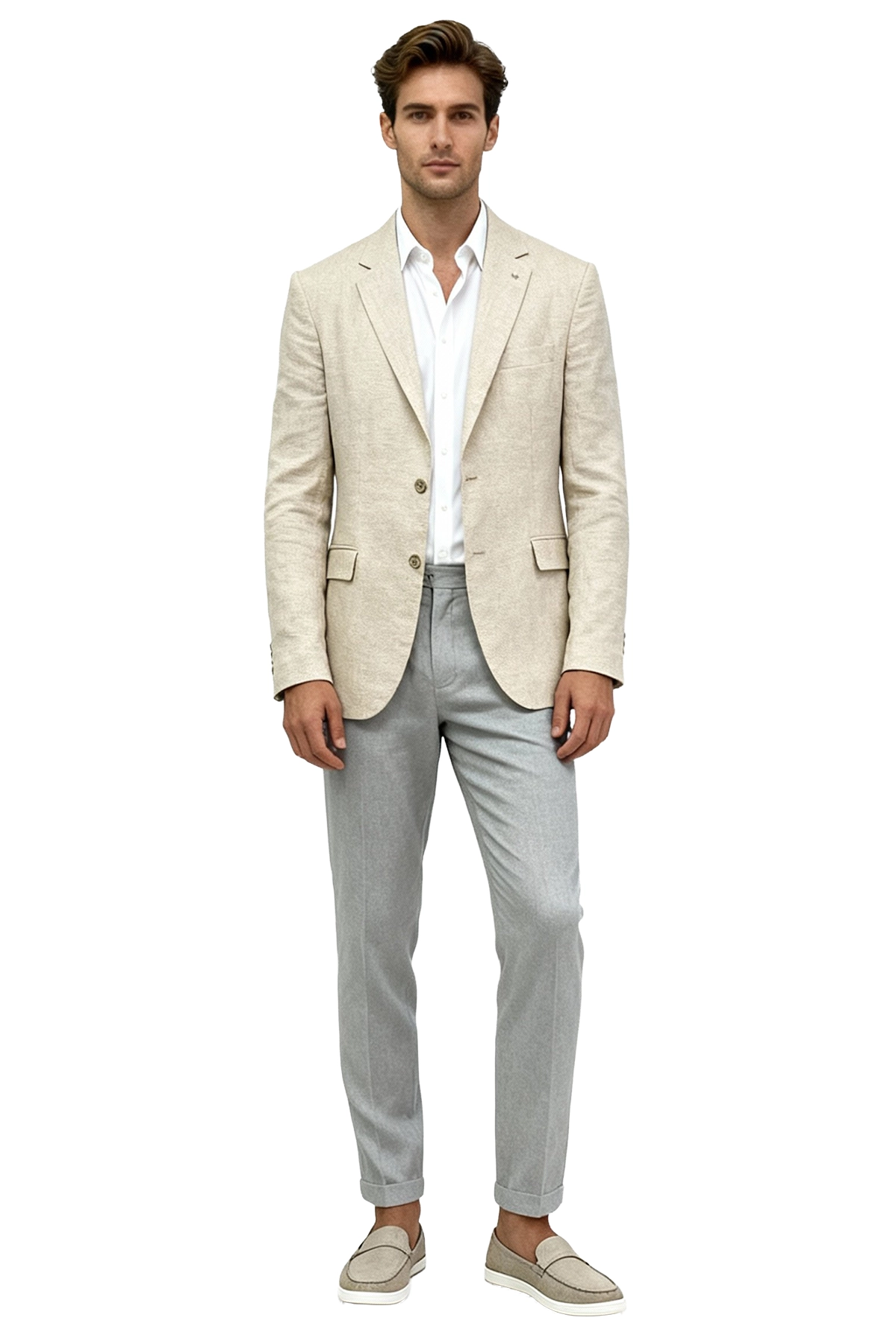 Chaqueta hombre de lino color beige modelo Bruno Chaqueta hombre de lino color beige modelo Bruno