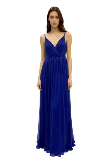 Vestido largo color azul brillante modelo Aitana