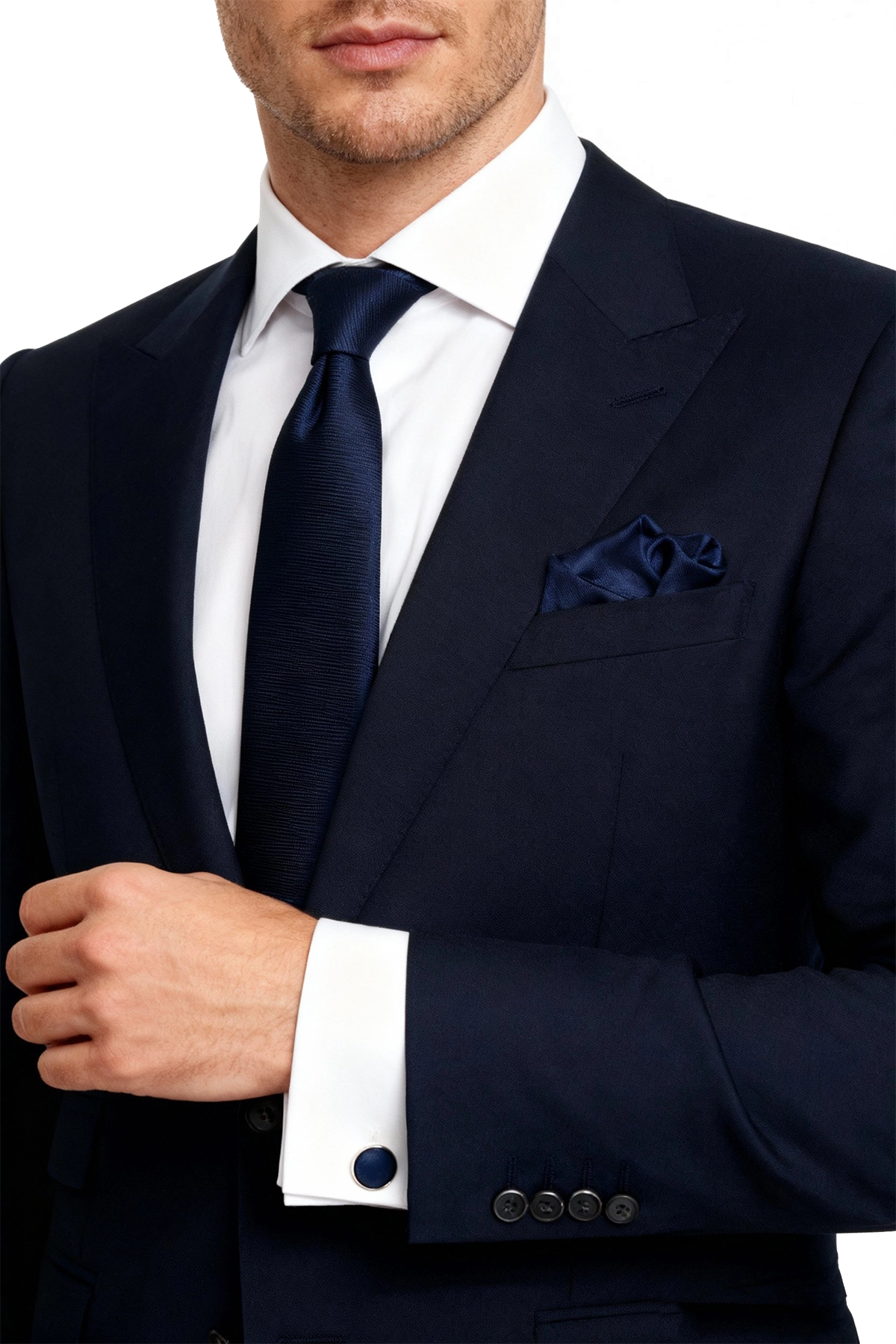 Set 3 piezas corbata pañuelo gemelos modelo Leo